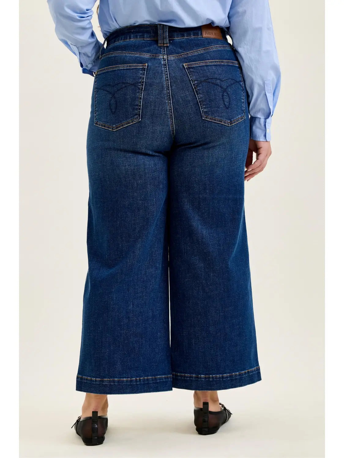 High Waist T.C. Claudia Ankle Wide Dk Deep Indigo - Plus