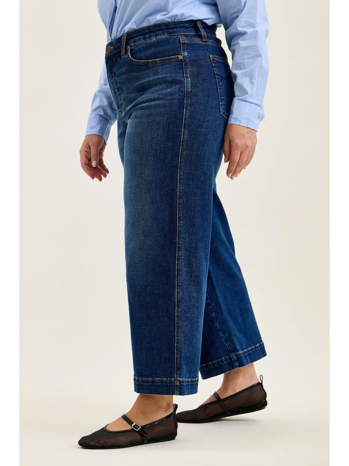 High Waist T.C. Claudia Ankle Wide Dk Deep Indigo - Plus