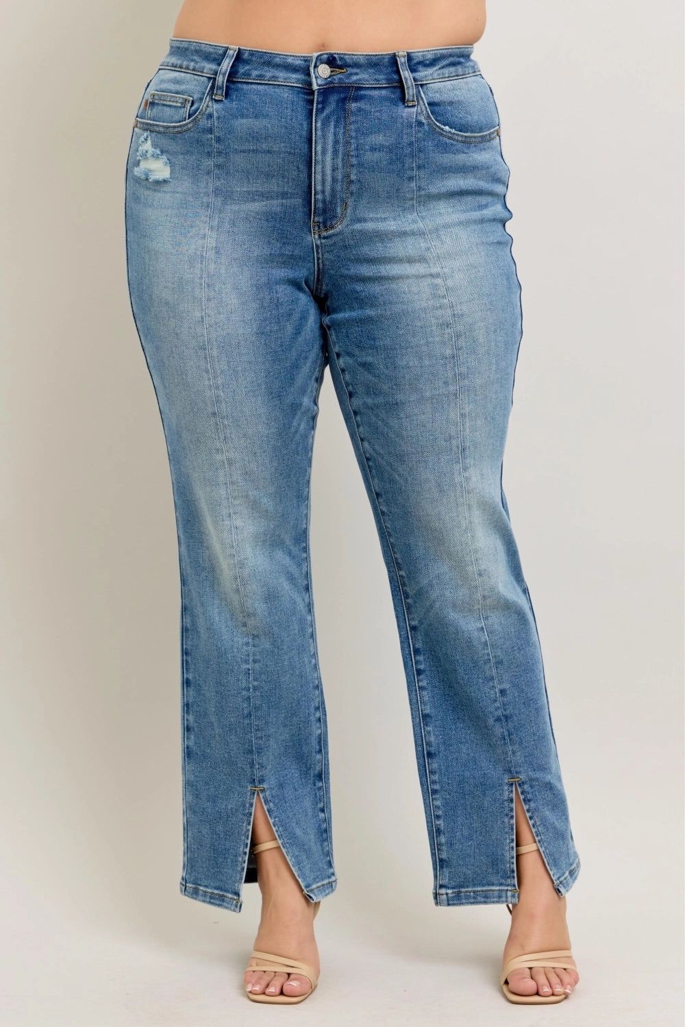 Judy Blue Jeans Vintage Wash Front Seam & Slit Straight - Plus