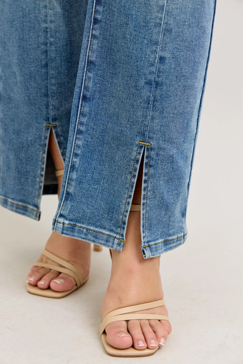 Judy Blue Jeans Vintage Wash Front Seam & Slit Straight - Plus