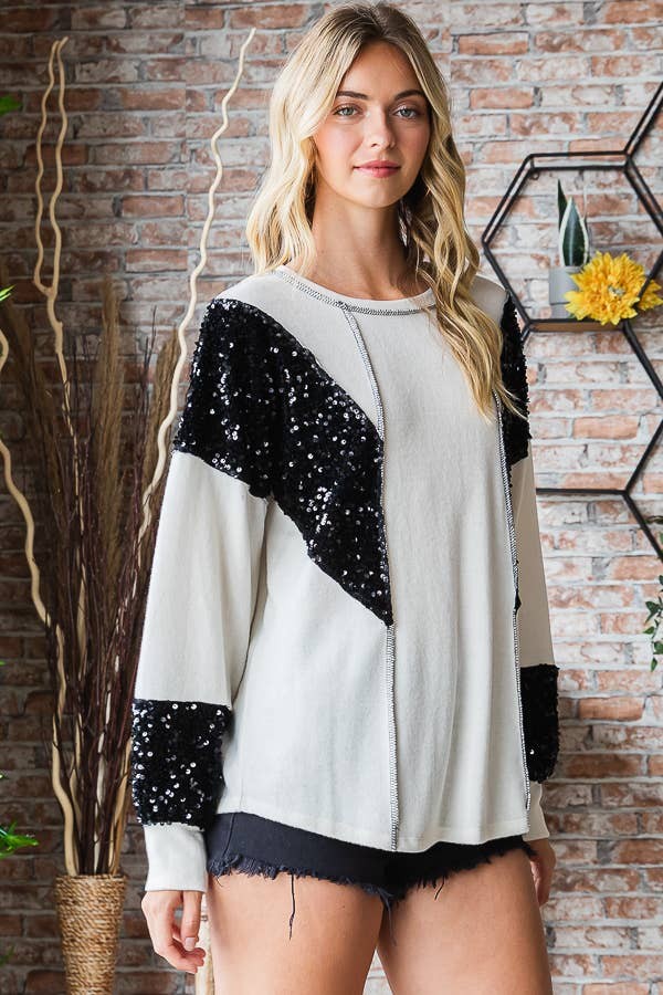 Plus Size Sequin Accent Top