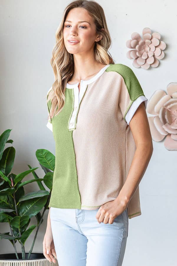 7th Ray -  Color Block Top