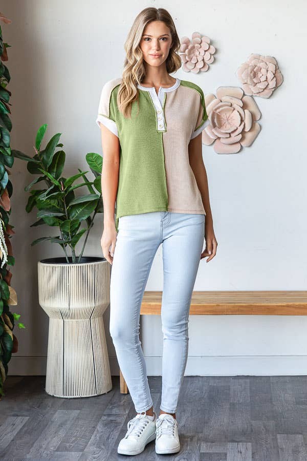 7th Ray -  Color Block Top
